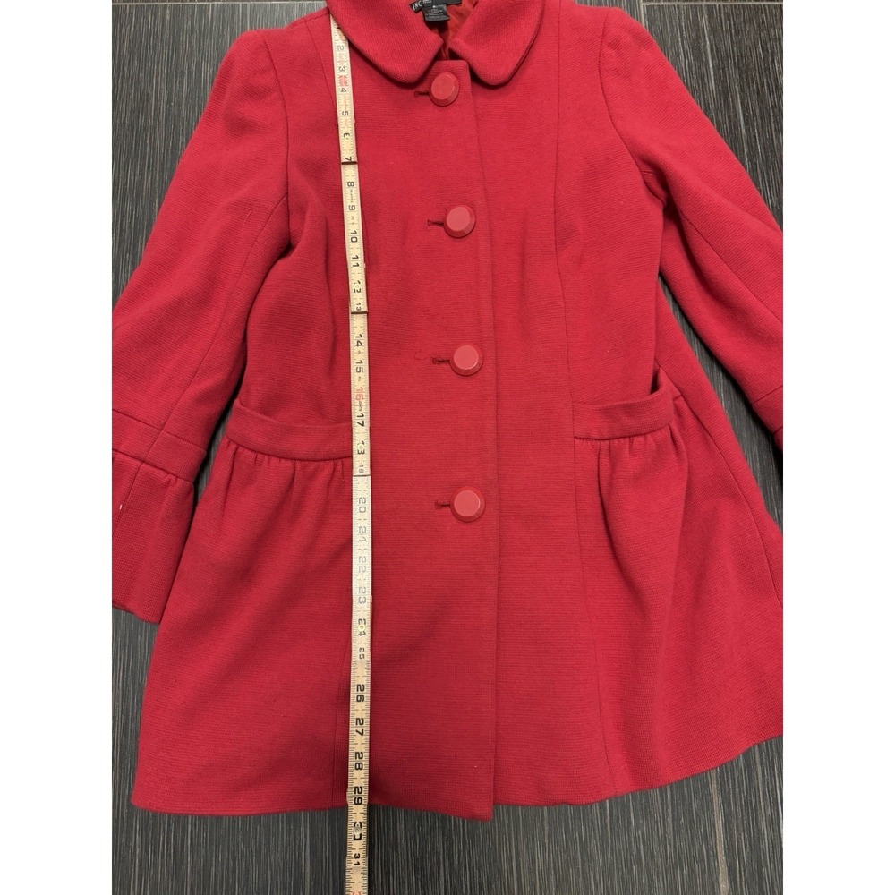 Inc International Concepts Sz S Petite Red Pea Coat Twee Academia Maximalist - Picture 2 of 5